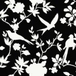 Lillian August Coastal Haven - Kauai Monochrome Birds, Floral Wallpaper - Type II 20 Oz. Vinyl - Contrast - Wallquest - LN40900