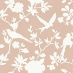 Lillian August Coastal Haven - Kauai Monochrome Birds, Floral Wallpaper - Type II 20 Oz. Vinyl - Blushy - Wallquest - LN40906