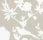 Lillian August Coastal Haven - Kauai Monochrome Birds, Floral Wallpaper - Type II 20 Oz. Vinyl - Whisper Gray - Wallquest - LN40907 - Image 3