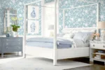Lillian August Coastal Haven - Kauai Monochrome Birds, Floral Wallpaper - Type II 20 Oz. Vinyl - Iceberg Blue - Wallquest - LN40912 - Image 4