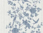 Lillian August Coastal Haven - Aloha Monochrome Birds, Floral Stripe Wallpaper - Type II 20 Oz. Vinyl - Lapis - Wallquest - LN41002