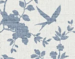 Lillian August Coastal Haven - Aloha Monochrome Birds, Floral Stripe Wallpaper - Type II 20 Oz. Vinyl - Lapis - Wallquest - LN41002 - Image 3