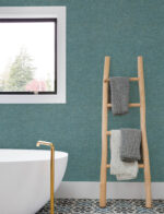 Kitchen and Bath - Tansy Distressed Solid Texture Vinyl  Wallpaper - Teal - Chesapeake - York - 4191-83042 - Image 4